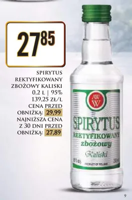 Spirytus rektyfikowany zbożowy Kaliski 0,2 l promocja w Dino