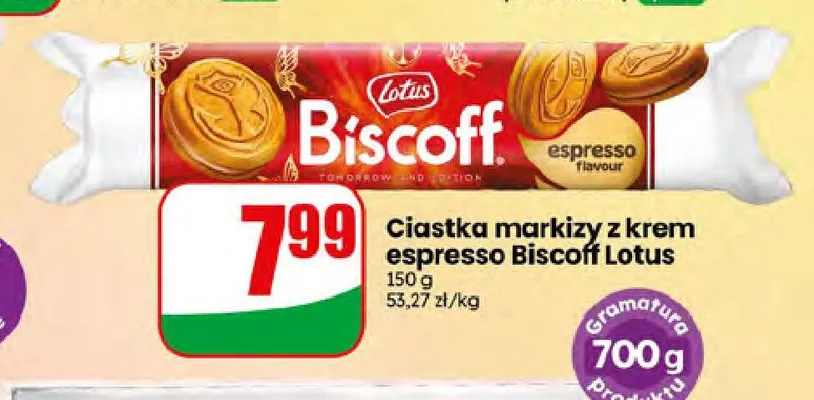 Ciastka markizy z kremem espresso Biscoff Lotus promocja w Dino