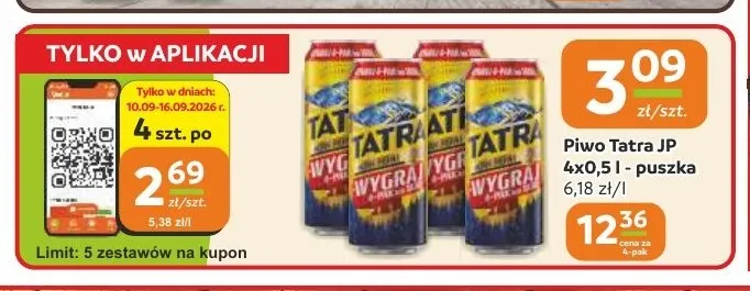 Piwo Tatra JP 4-pak promocja w Gama