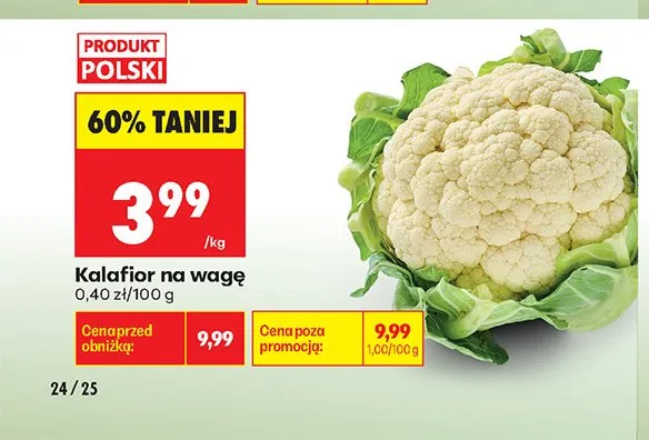 Kalafior na wagę polski promocja w Biedronka