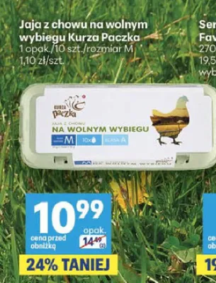 Jaja z chowu na wolnym wybiegu Kurza Paczka rozmiar M promocja w Delikatesy Centrum