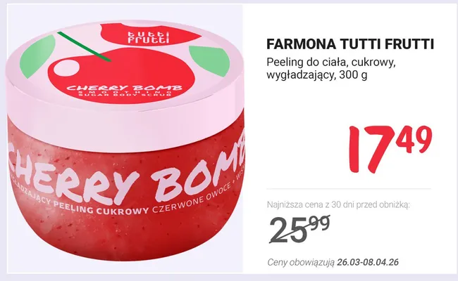 Peeling do ciała, cukrowy, wygładzający promocja w Rossmann