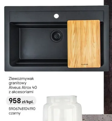 Zlewozmywak granitowy Alveus Atrox 40 z akcesoriami czarny promocja w Castorama