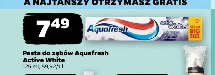 Pasta do zębów Aquafresh Active White promocja w Netto