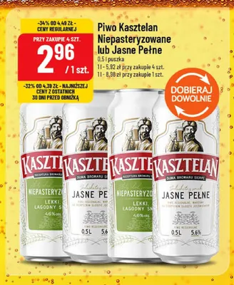 Piwo Kasztelan Jasne Pełne promocja w POLOmarket