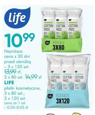 Płatki kosmetyczne LIFE 3-pak promocja w Super-Pharm