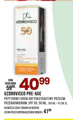 Peptydowy krem antyoksydacyjny przeciw przebarwieniom SPF 50 Uzdrovisco Pre-Age promocja w Drogerie Natura