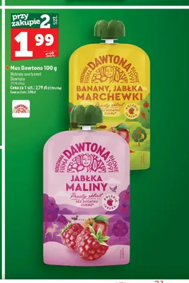 Mus banan jabłko marchewka Dawtona promocja w TOPAZ