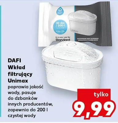 Wkład filtrujący Unimax poprawia jakość wody, pasuje do dzbanków innych producentów, zapewnia do 200 l czystej wody promocja w Kaufland
