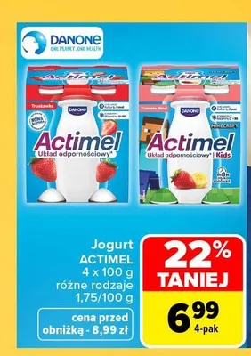 Jogurt Actimel truskawkowy promocja w Carrefour