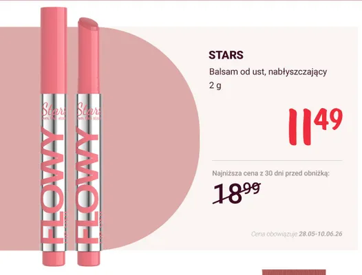 Balsam do ust nabłyszczający STARS promocja w Rossmann