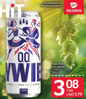 Piwo Żywiec 0,0% bezalkoholowe promocja w Selgros