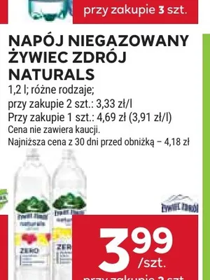 Napój niegazowany Żywiec Zdrój Naturals promocja w Stokrotka