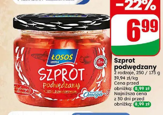 Szprot podwędzany w sosie pomidorowym Łosoś Ustka promocja w Dino