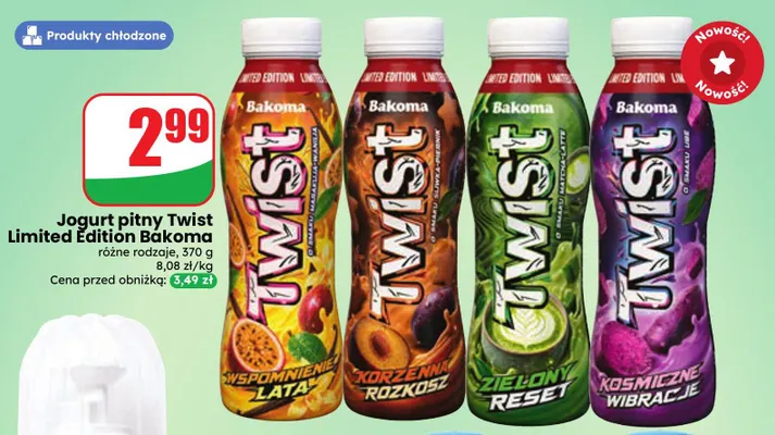 Jogurt pitny Twist Limited Edition Bakoma Korzenna rozkosz promocja w Dino