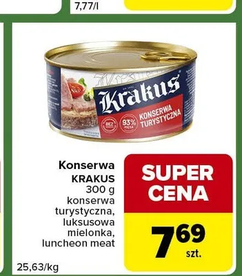 Konserwa luksusowa mielonka KRAKUS promocja w Carrefour Express