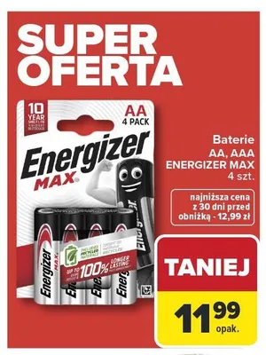 Baterie AAA ENERGIZER MAX 4-pak promocja w Carrefour