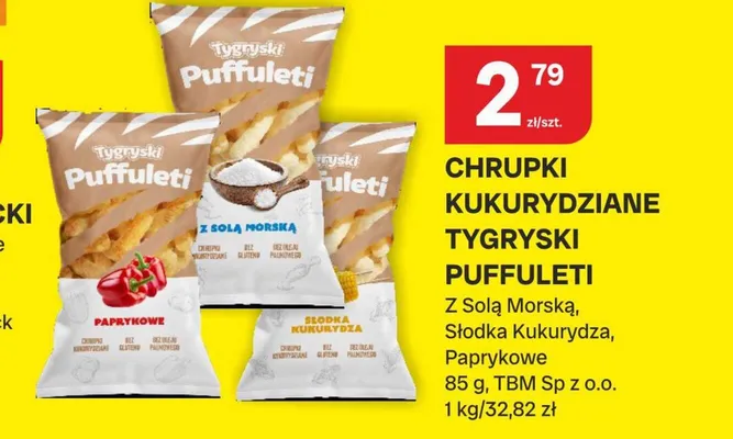 Chrupki kukurydziane Tygryski Puffuleti Paprykowe promocja w Chorten