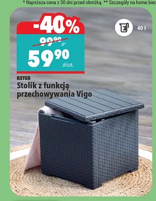 Stolik z funkcją przechowywania KETER Vigo 40l promocja w Biedronka