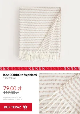 Koc Sorbo z frędzlami 150x200 cm promocja w Homla