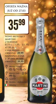 Wino musujące Martini 2 rodzaje promocja w Dino