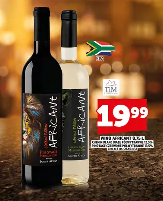 Wino białe Africant Chenin Blanc półwytrawne promocja w TOPAZ
