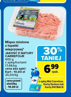 Mięso mielone z łopatki wieprzowej Jakość z Natury Carrefour promocja w Carrefour Market