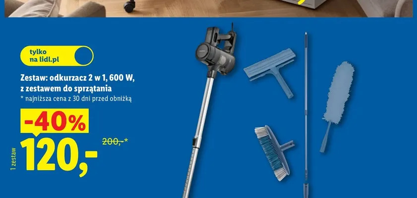 Zestaw odkurzacz 2 w 1 z zestawem do sprzątania promocja w Lidl