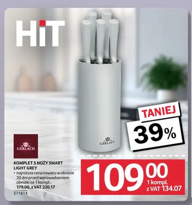 Komplet 5 noży Gerlach Smart Light Grey promocja w Selgros