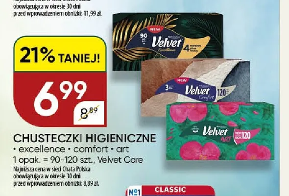 Chusteczki higieniczne Velvet Art promocja w Chata Polska