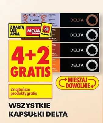 Wszystkie kapsułki Delta 4+2 GRATIS promocja w Biedronka