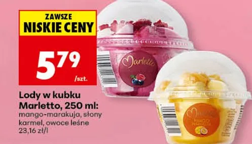 Lody w kubku owoce leśne Marletto promocja w Biedronka