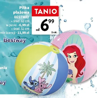 Piłka plażowa BESTWAY śred. 62cm w paski promocja w Intermarche