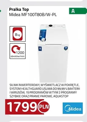 Pralka Top Midea MF100T80B/W-PL promocja w kakto.pl