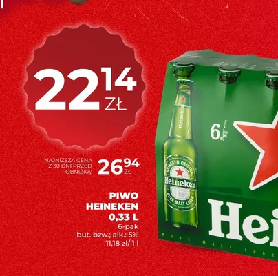 Piwo Heineken 6-pak 330 ml promocja w Duży Ben