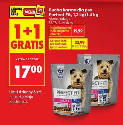 Sucha karma dla psa Perfect Fit różne rodzaje promocja w Biedronka