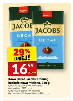 Kawa Decaf Jacobs Krönung bezkofeinowa mielona promocja w Twój Market