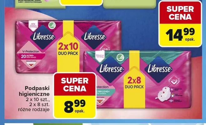 Podpaski higieniczne Libresse 2-pak promocja w Carrefour