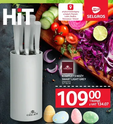 Komplet 5 noży Smart Light Grey Gerlach promocja w Selgros