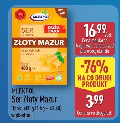 Ser Złoty Mazur w plastrach w plastrach promocja w Aldi