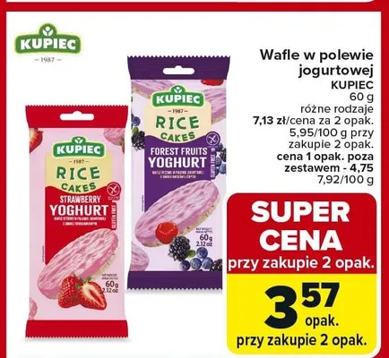 Wafle w polewie jogurtowej truskawkowe promocja w Carrefour Market