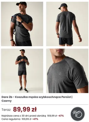 Koszulka męska szybkoschnąca Dare 2b Persist czarny promocja w Regatta