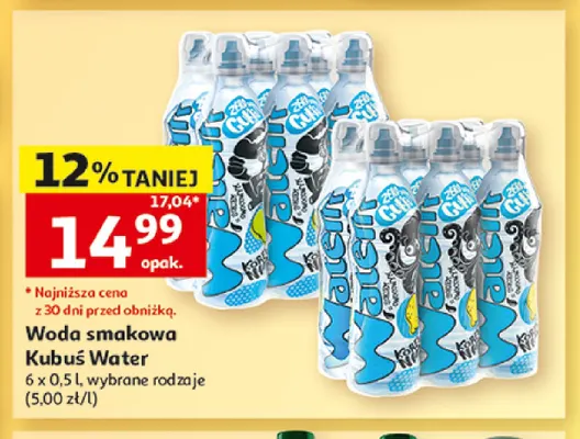 Woda smakowa Kubuś Water 6-pak 0,5 l promocja w Auchan