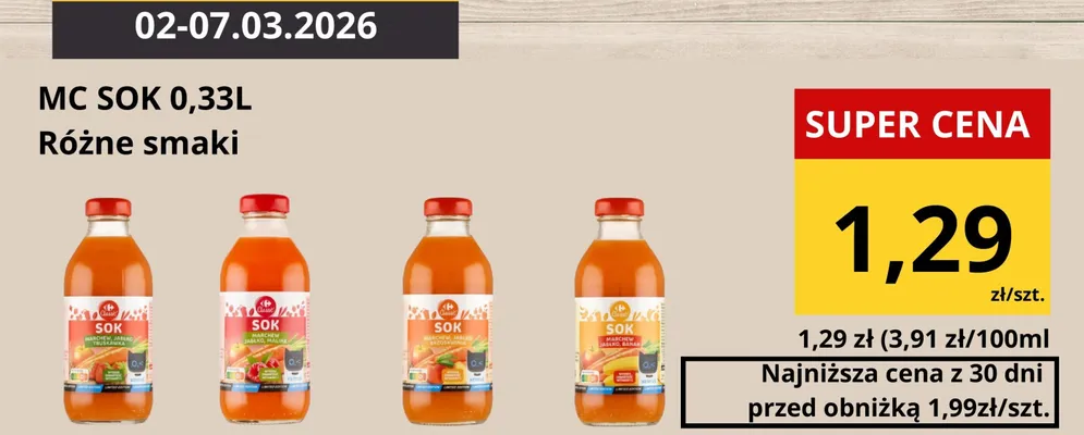 Sok różne smaki promocja w Supeco