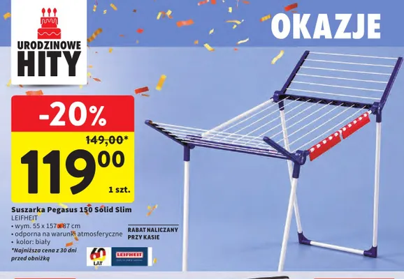 Suszarka Pegasus 150 Solid Slim Leifheit promocja w Intermarche