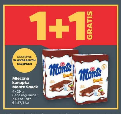Mleczna kanapka Monte Snack 4-pak promocja w Netto