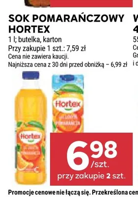 Sok pomarańczowy Hortex butelka promocja w Stokrotka