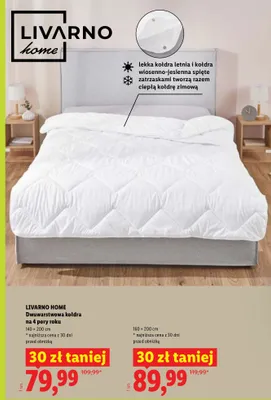 Kołdra dwuwarstwowa na 4 pory roku Livarno Home 140x200 cm promocja w Lidl