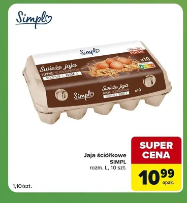 Jajka kurze ściółkowe Simpl rozm. L promocja w Carrefour Express