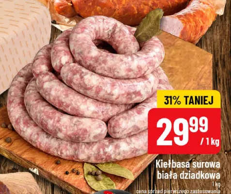 Kiełbasa surowa biała dziadkowa promocja w POLOmarket